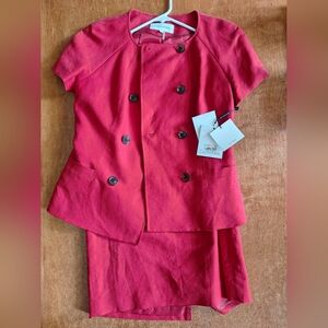 Calvin Klein Red Double-Breasted Suit Set